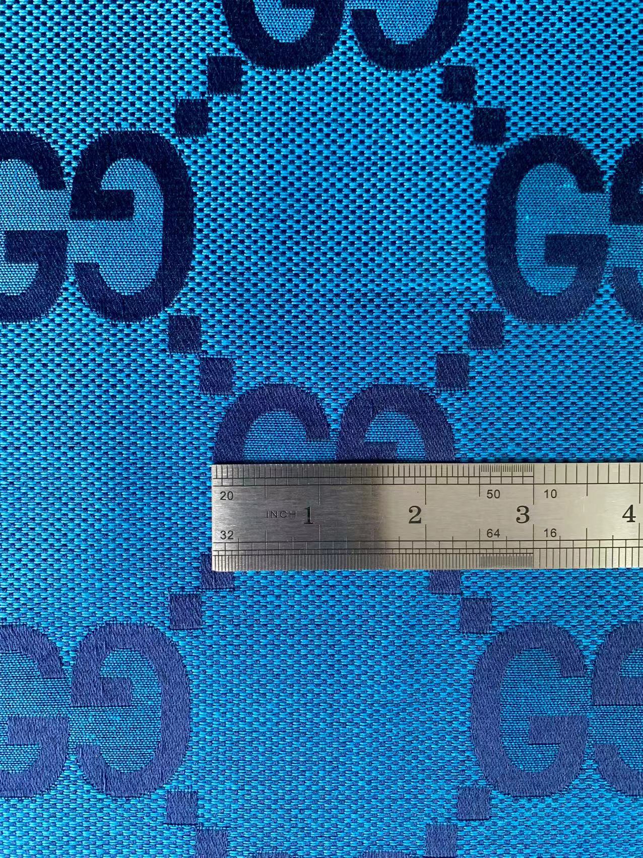 Classic Gucci 2.3 Inch Canvas Jacquard Cloth Fabric, GG Fabric,Handmade Clothing ,Fashion Sewing DIY Bags Fabric Shoes Fabric Hat Fabric Gucci Design By Yards (Sky Blue)
