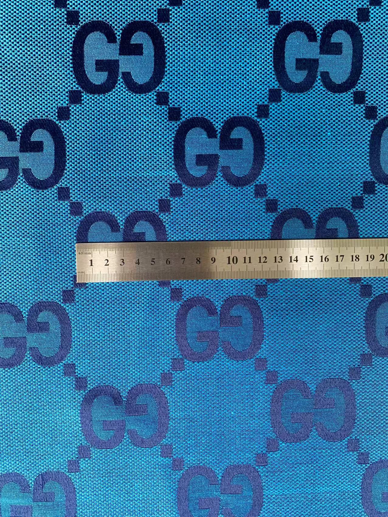 Classic Gucci 2.3 Inch Canvas Jacquard Cloth Fabric, GG Fabric,Handmade Clothing ,Fashion Sewing DIY Bags Fabric Shoes Fabric Hat Fabric Gucci Design By Yards (Sky Blue)