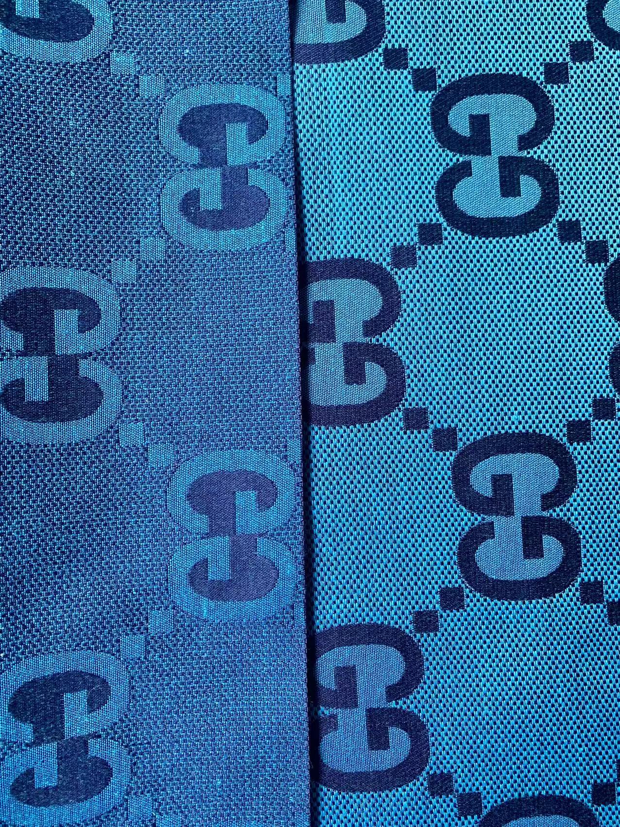 Classic Gucci 2.3 Inch Canvas Jacquard Cloth Fabric, GG Fabric,Handmade Clothing ,Fashion Sewing DIY Bags Fabric Shoes Fabric Hat Fabric Gucci Design By Yards (Sky Blue)