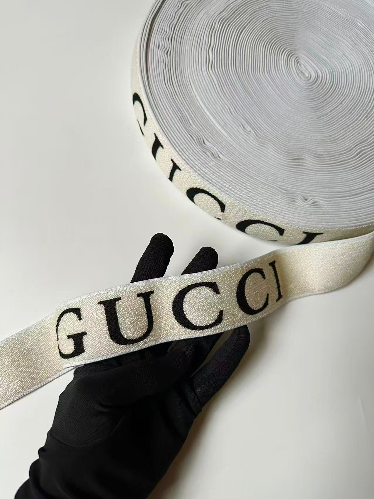 Fashion Gucci Coating Straps ,Elastic Jacquard Ribbon For Handicraft Goods (White)