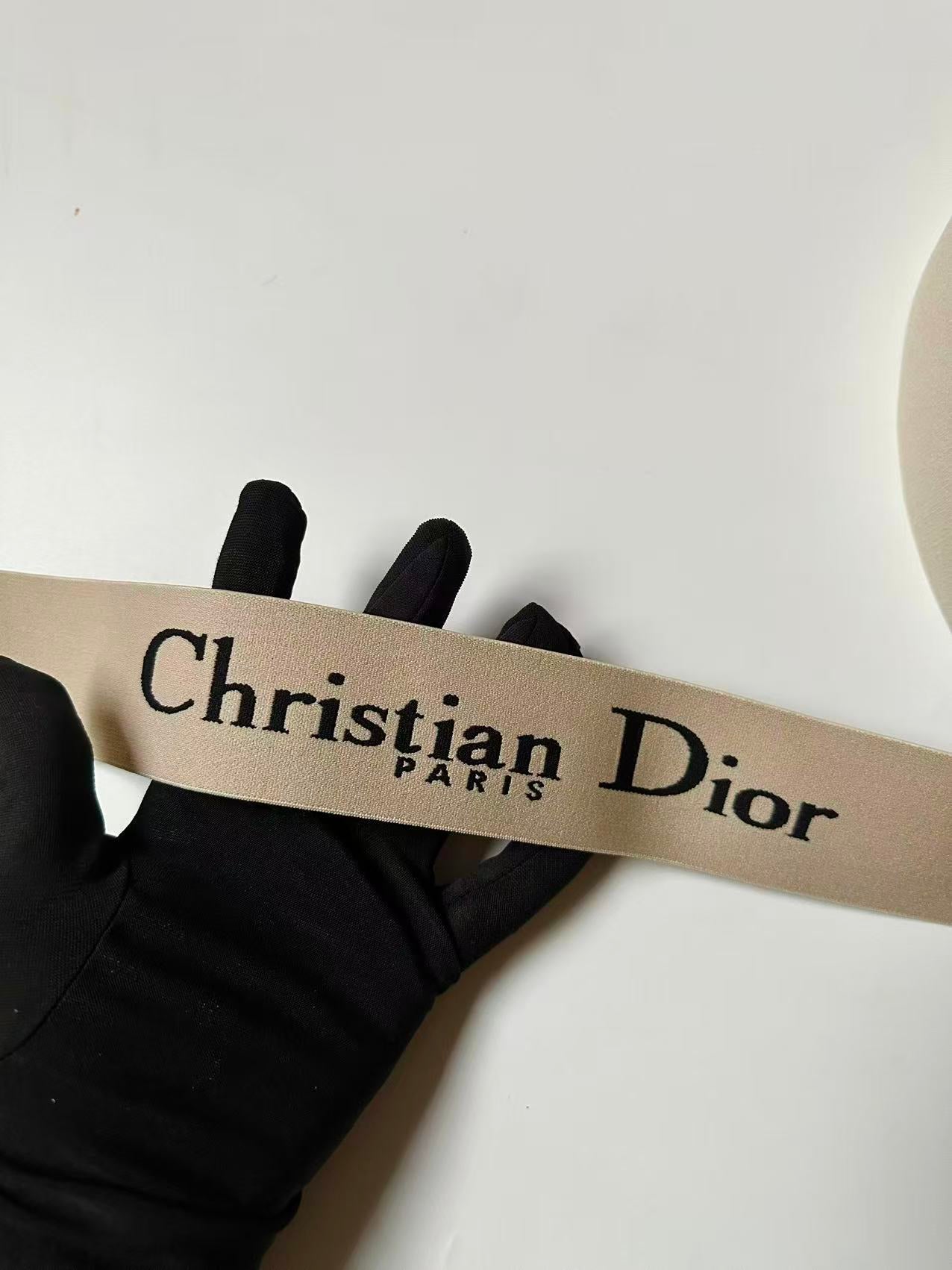 Fashion Beige Dior Paris 2 inch Strap ,Elastic Ribbon Trim Embroidered For Handicrafts By Yard