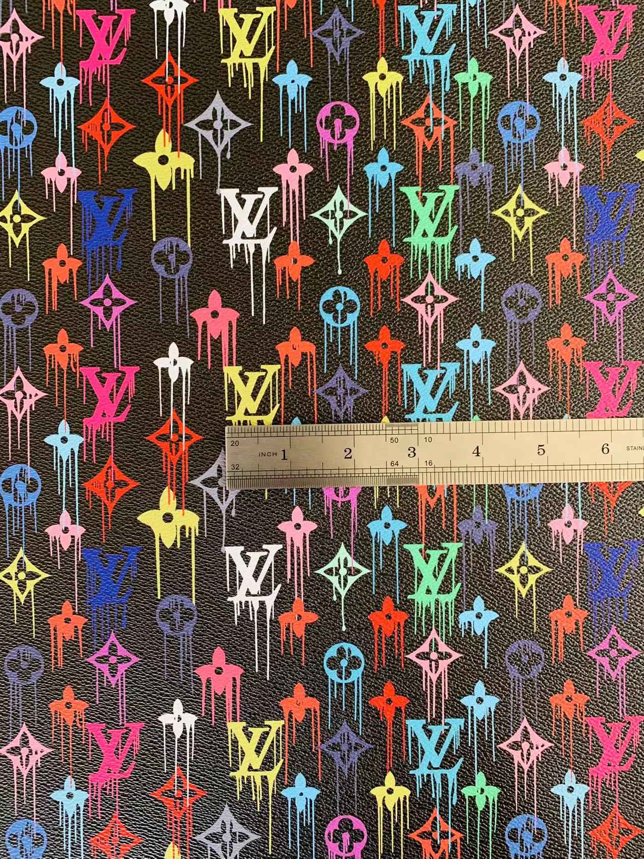 Classic LV Graffiti LOGO Leather Case Fabric, Handmade Bag Fabric, Hand-made Shoes Fabric