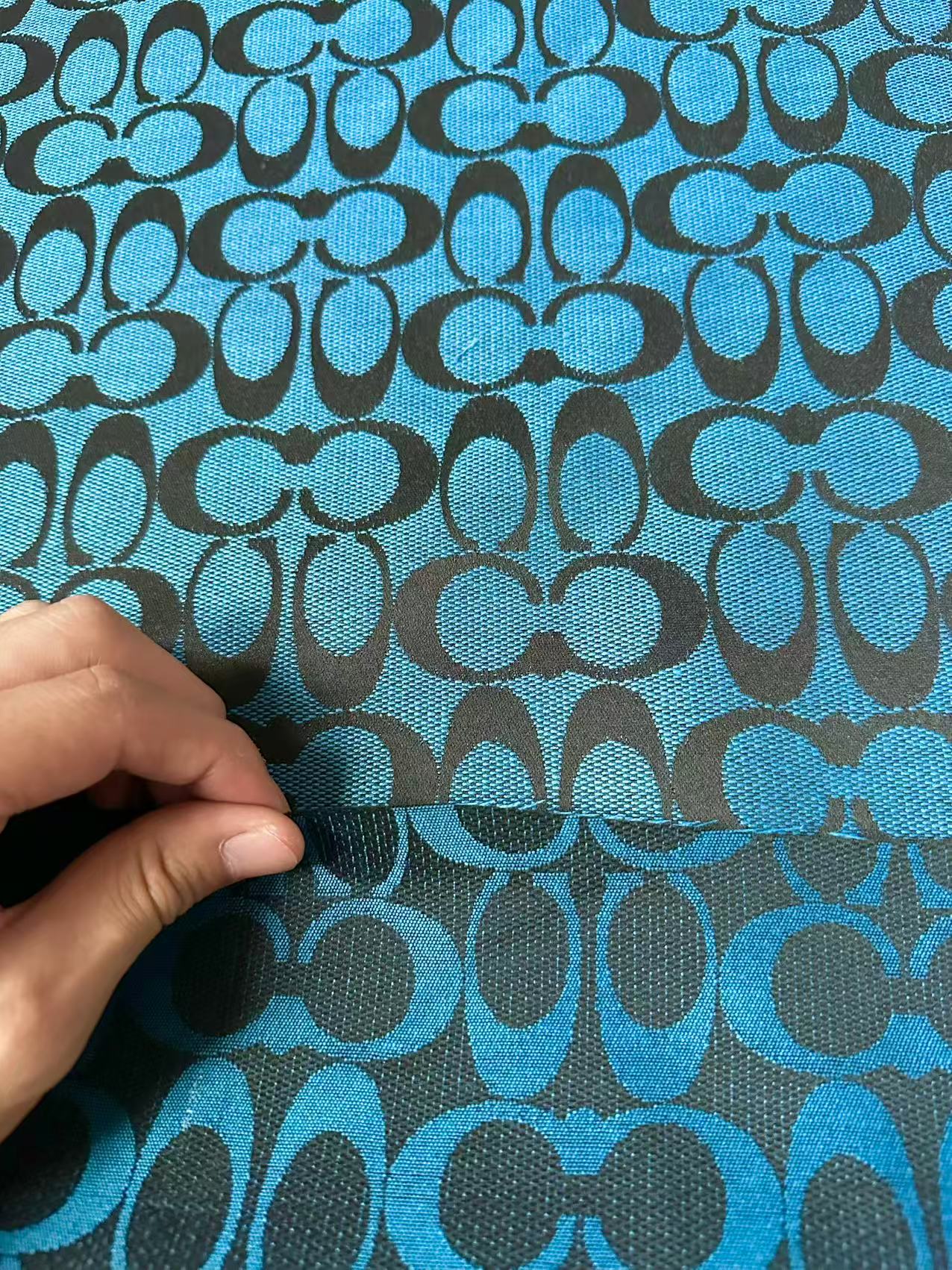 Classic Coach Jacquard Cloth Fabric For Handmade Clothing ,Bags ,Shoes Hat By Yards(Blue)