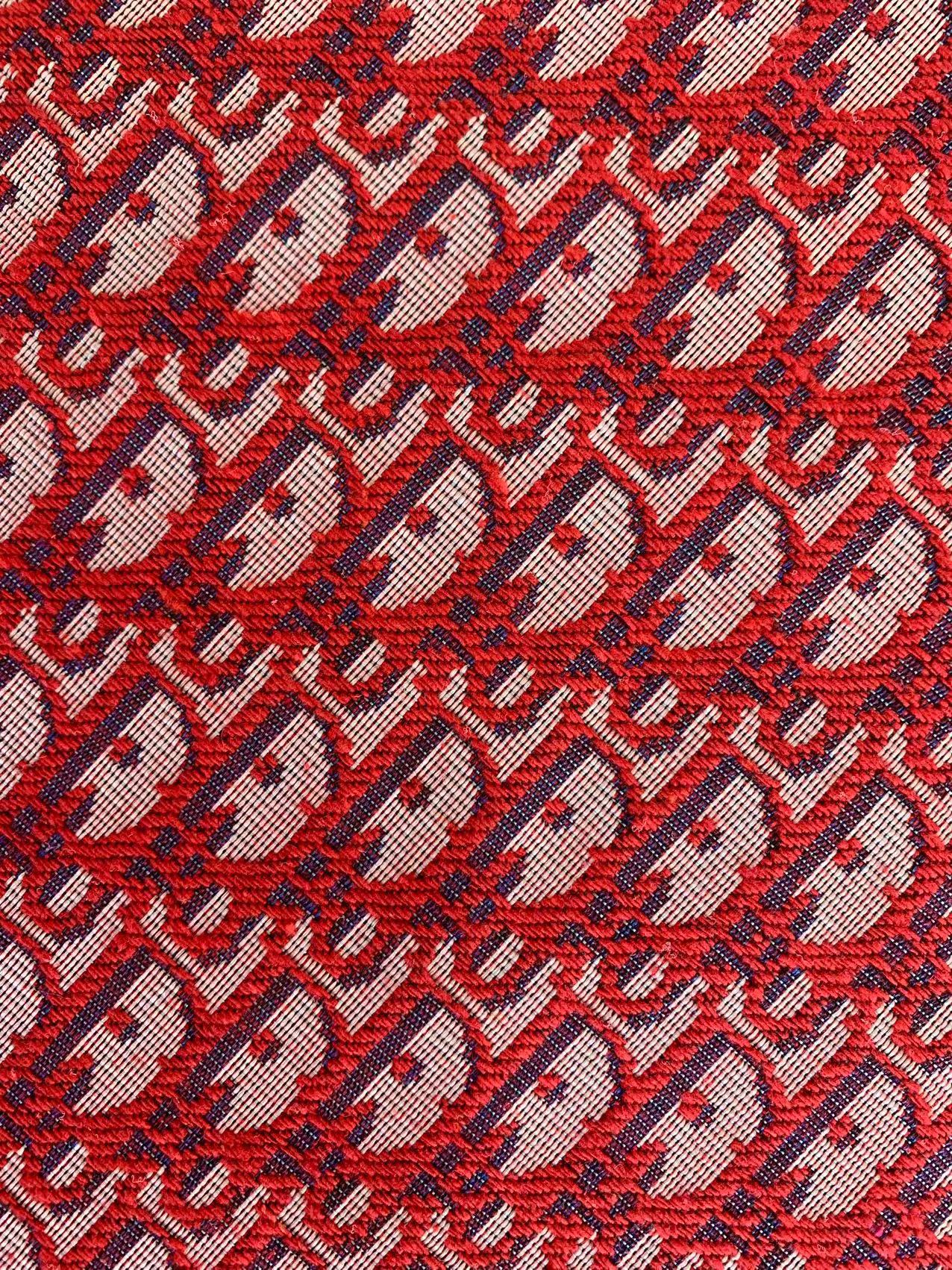 Fashion Dior Canvas Jacquard Fabric Cloth Bags Fabric Shoes Fabric Hat Fabric By Yards(Red)