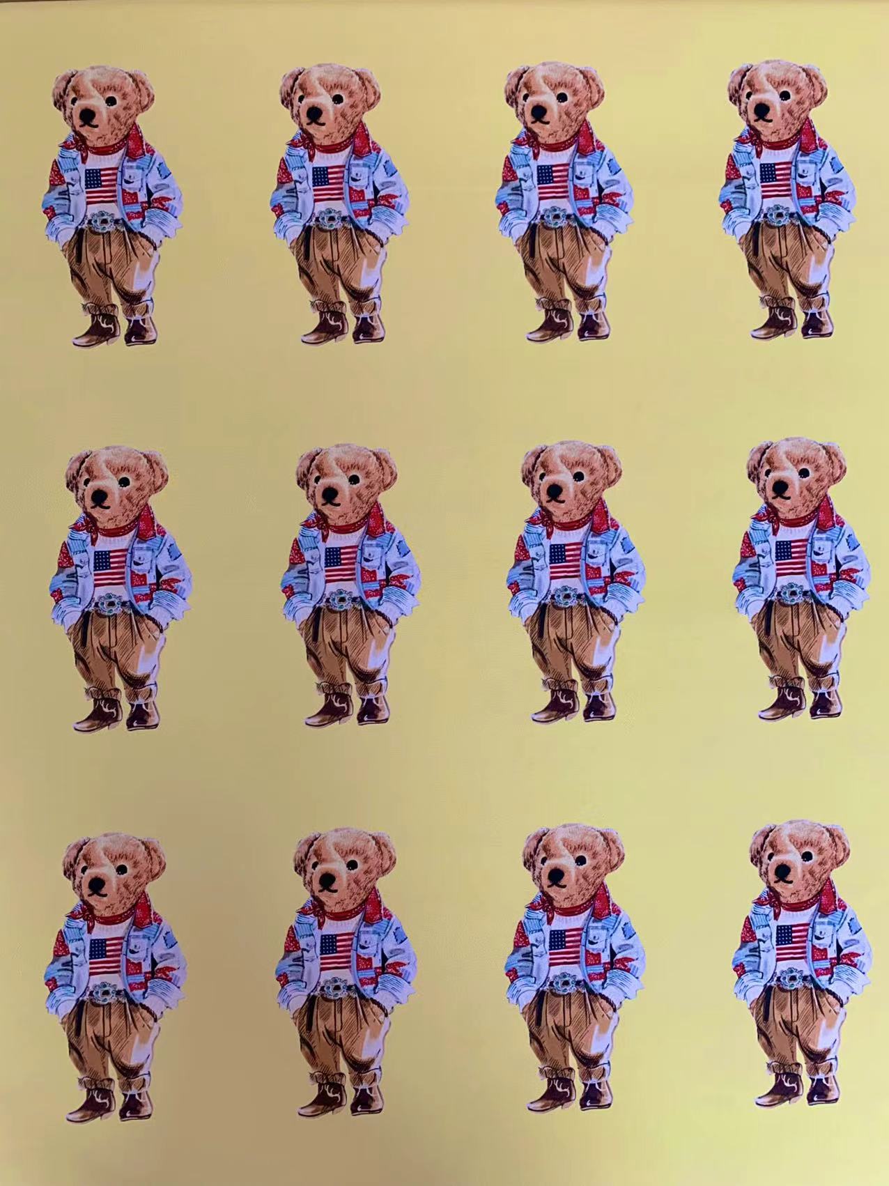 Fashion POLO American Bear Design Cloth Fabric For Handmade Goods By Yards(Yellow)