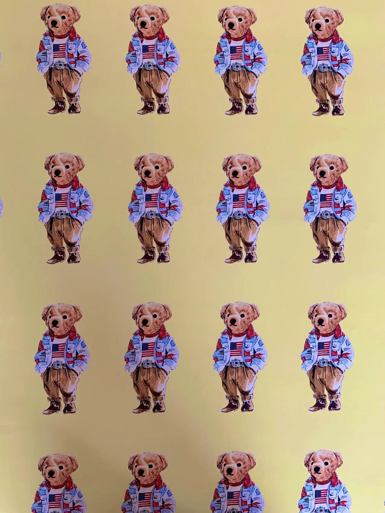 Fashion POLO American Bear Design Cloth Fabric For Handmade Goods By Yards(Yellow)