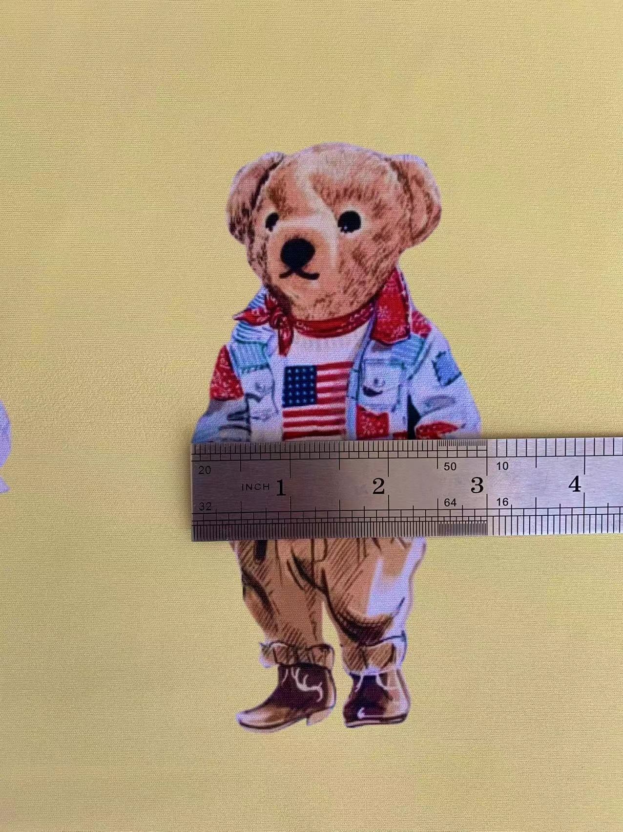 Fashion POLO American Bear Design Cloth Fabric For Handmade Goods By Yards(Yellow)
