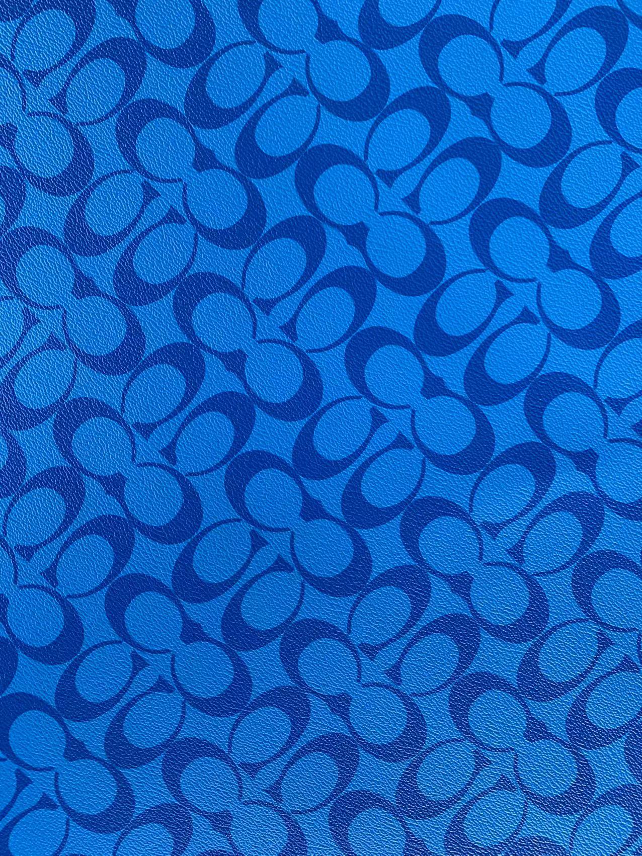 Classic Coach Leather Case Fabric, Handmade Bag Fabric, Hand-made Shoes Leather Fabric By Yard (Blue)