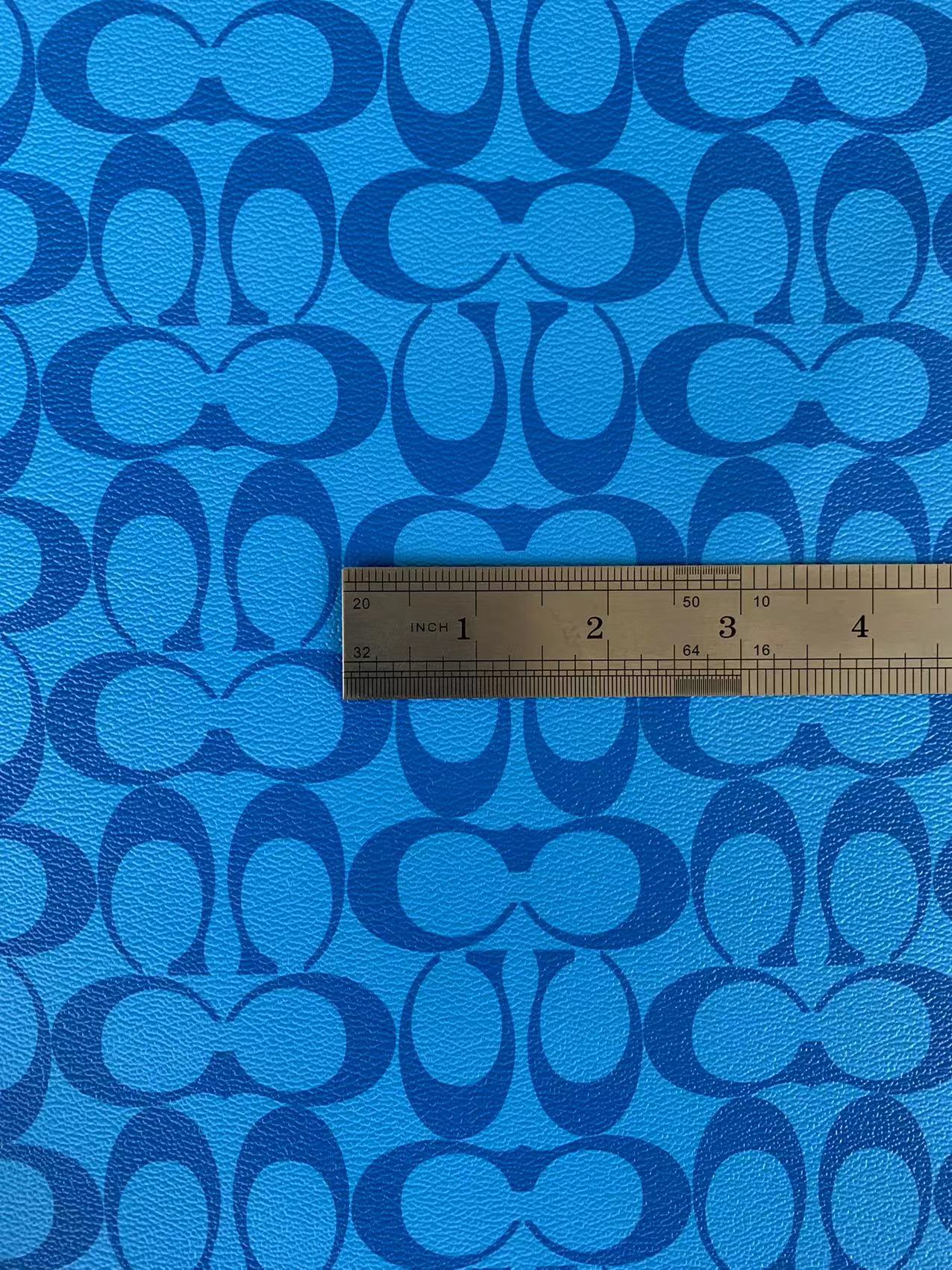 Classic Coach Leather Case Fabric, Handmade Bag Fabric, Hand-made Shoes Leather Fabric By Yard (Blue)