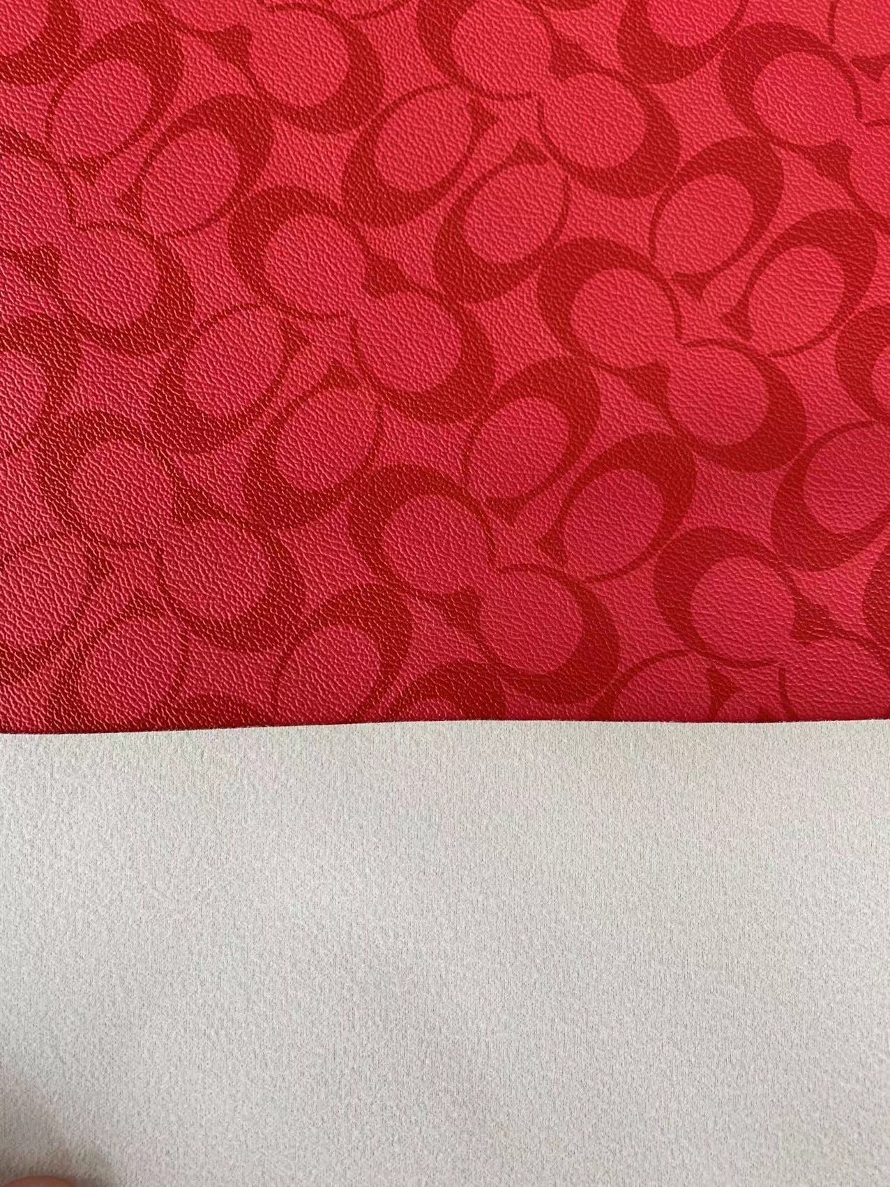 Classic Coach Leather Case Fabric, Handmade Bag Fabric, Hand-made Shoes Leather Fabric By Yard (Red)