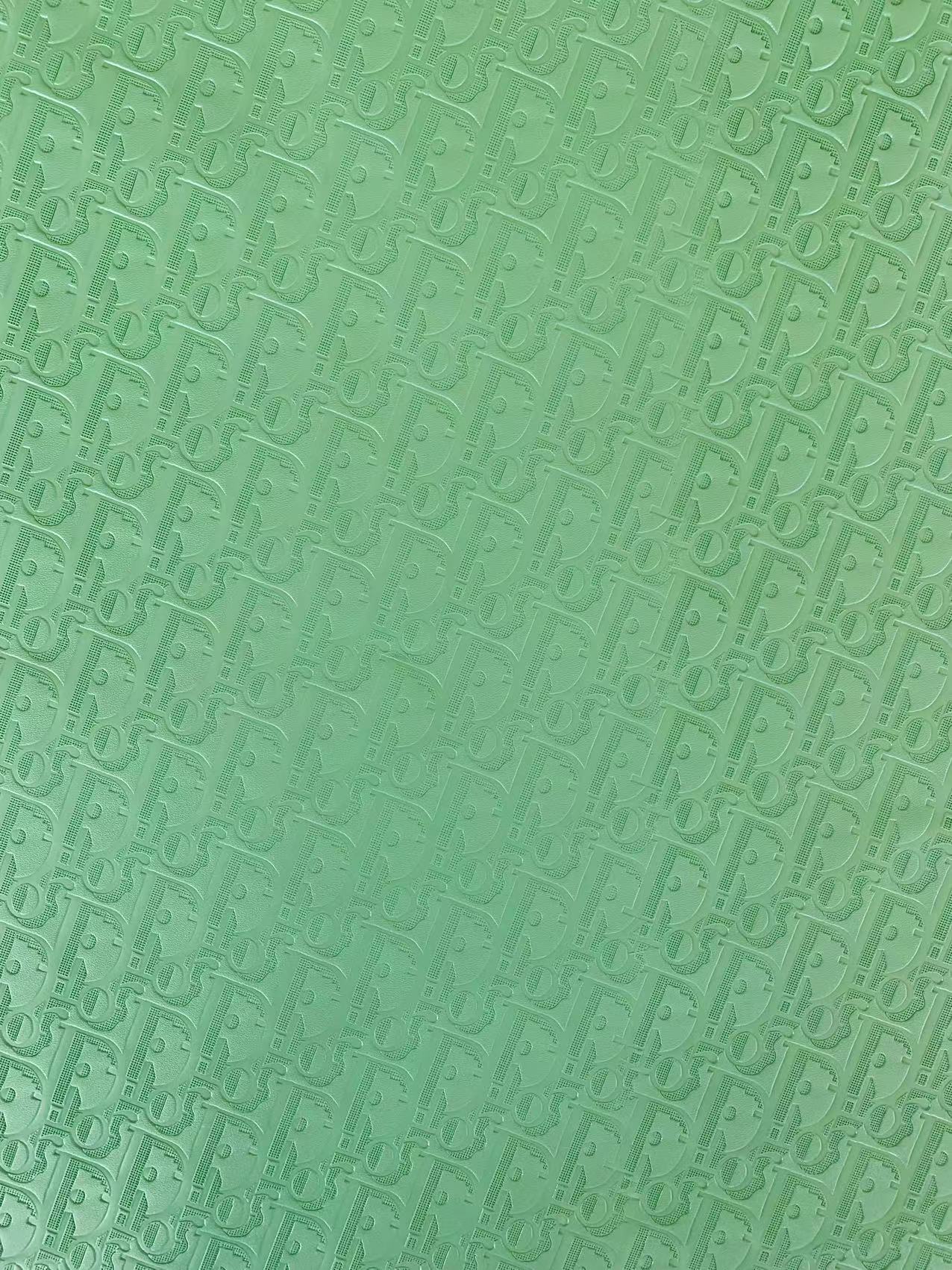 Classic Dior Embossed Craft Leather Fabric Shoes Leather , Bags Leather Fabric By Yards (Light Green)