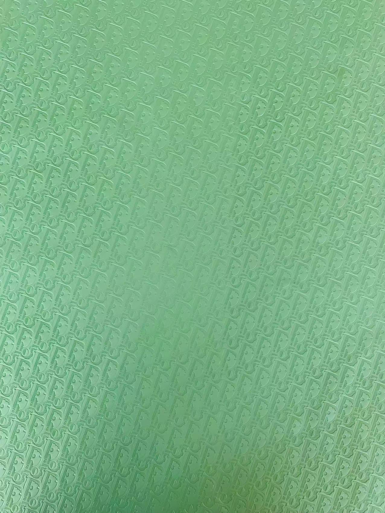 Classic Dior Embossed Craft Leather Fabric Shoes Leather , Bags Leather Fabric By Yards (Light Green)