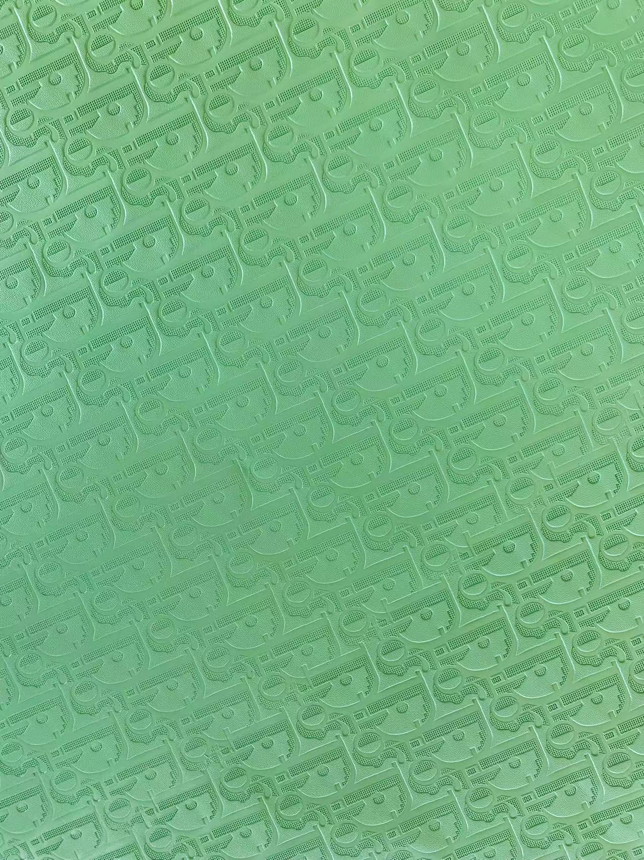 Classic Dior Embossed Craft Leather Fabric Shoes Leather , Bags Leather Fabric By Yards (Light Green)