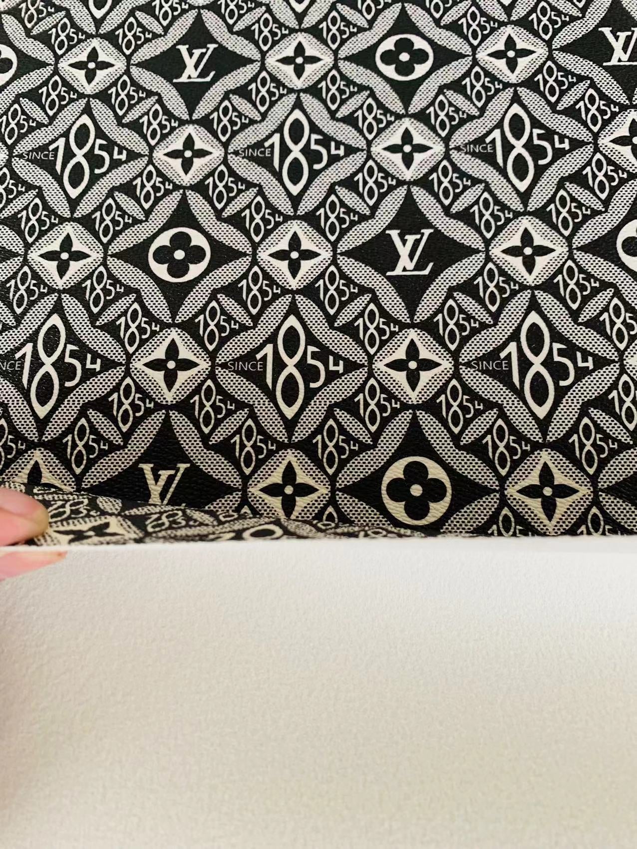 Fashion LV 1854 Leather,Handmade Bag Fabric, Hand-made Shoes Leather Fabric By Yard(Black)