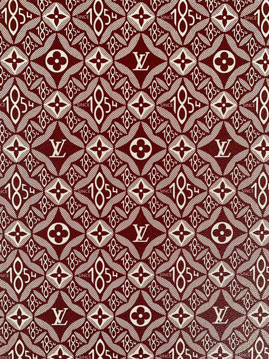 Fashion LV 1854 Leather,Handmade Bag Fabric, Hand-made Shoes Leather Fabric By Yard(Red)