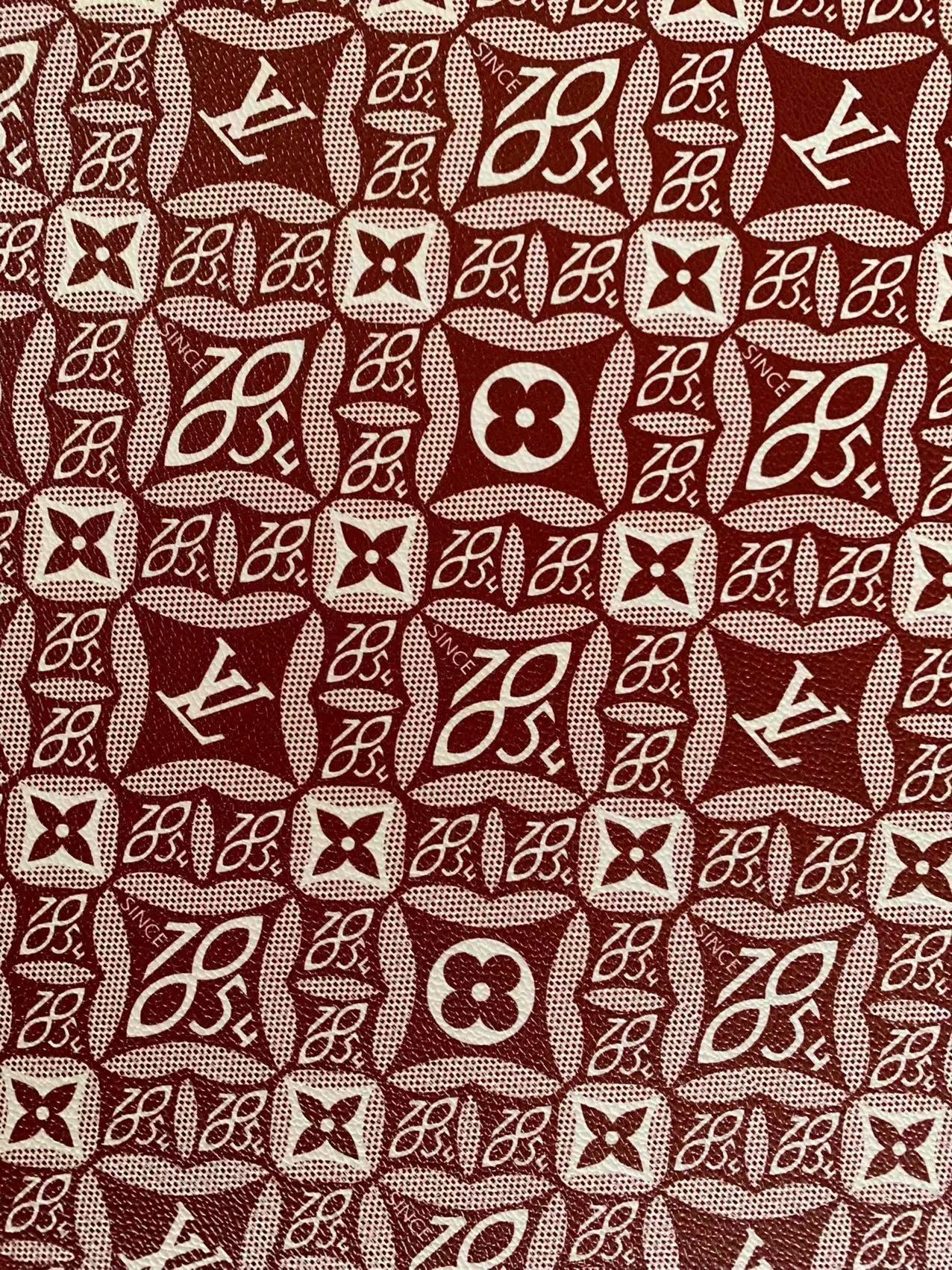 Fashion LV 1854 Leather,Handmade Bag Fabric, Hand-made Shoes Leather Fabric By Yard(Red)