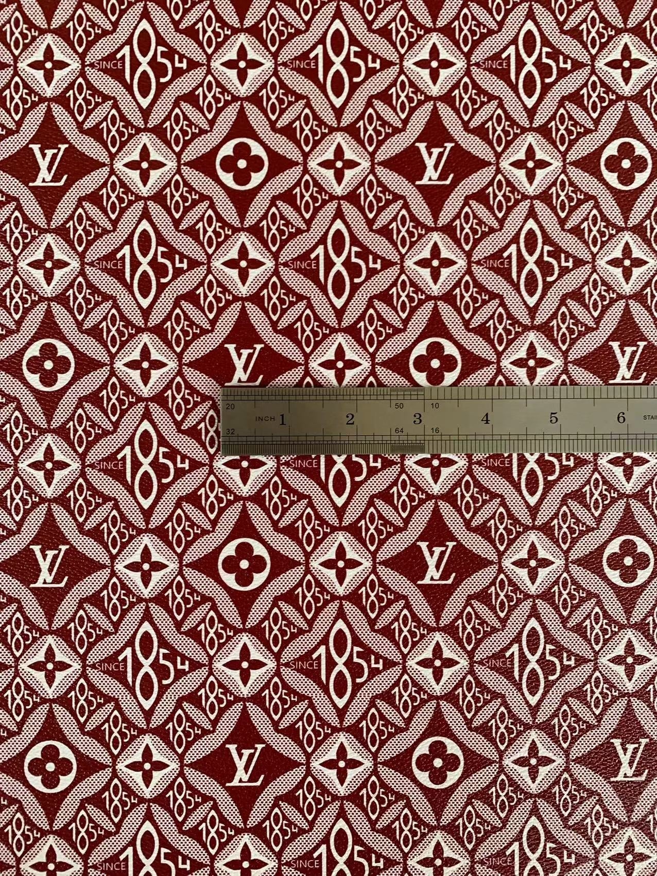 Fashion LV 1854 Leather,Handmade Bag Fabric, Hand-made Shoes Leather Fabric By Yard(Red)