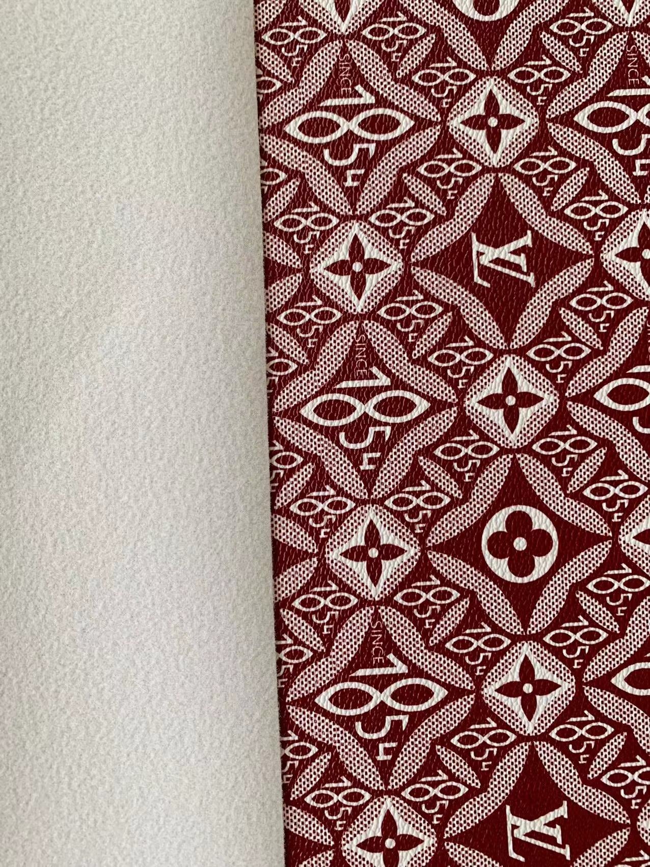Fashion LV 1854 Leather,Handmade Bag Fabric, Hand-made Shoes Leather Fabric By Yard(Red)