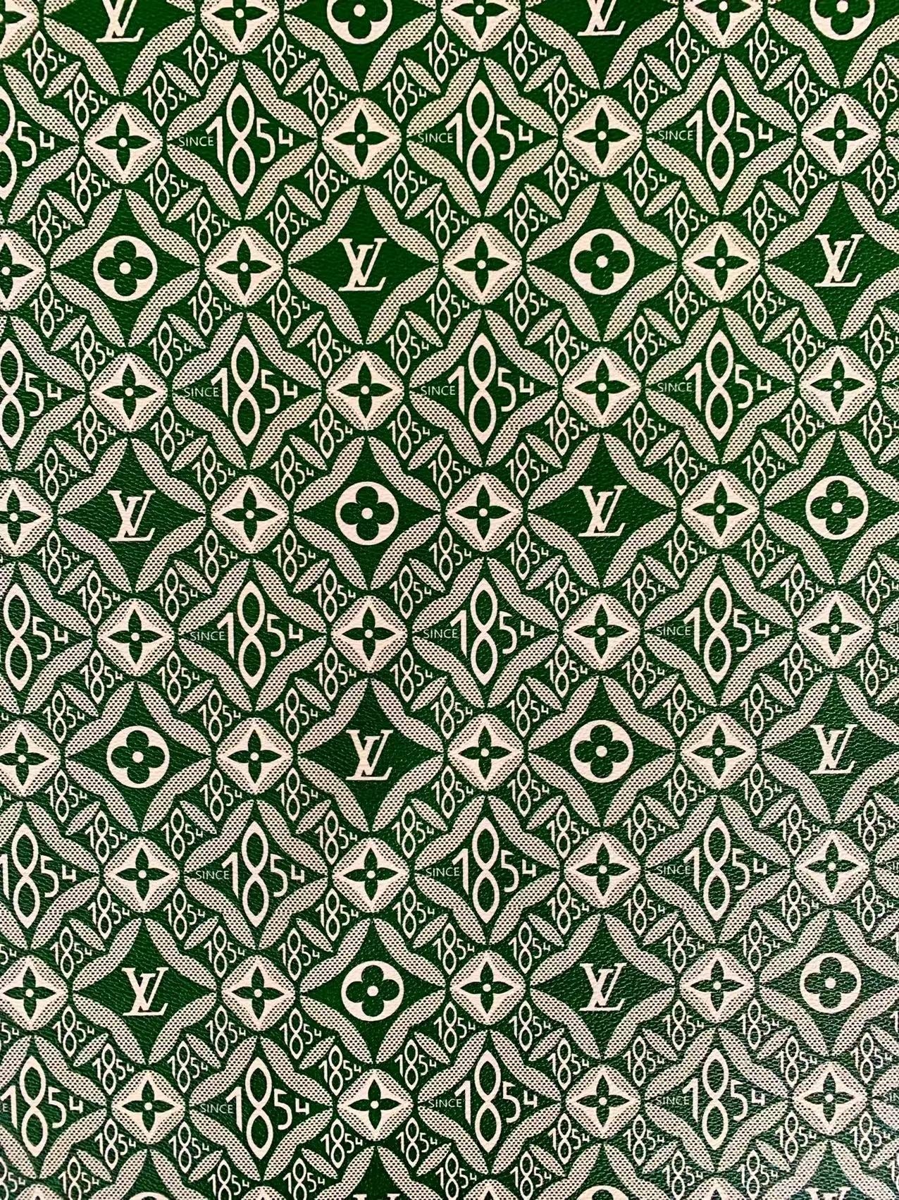 Fashion LV 1854 Leather,Handmade Bag Fabric, Hand-made Shoes Leather Fabric By Yard(Green)