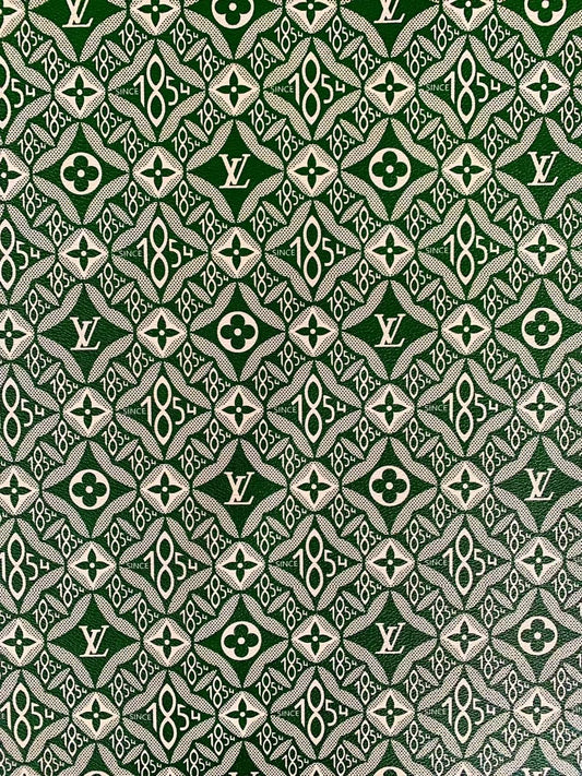 Fashion LV 1854 Leather,Handmade Bag Fabric, Hand-made Shoes Leather Fabric By Yard(Green)