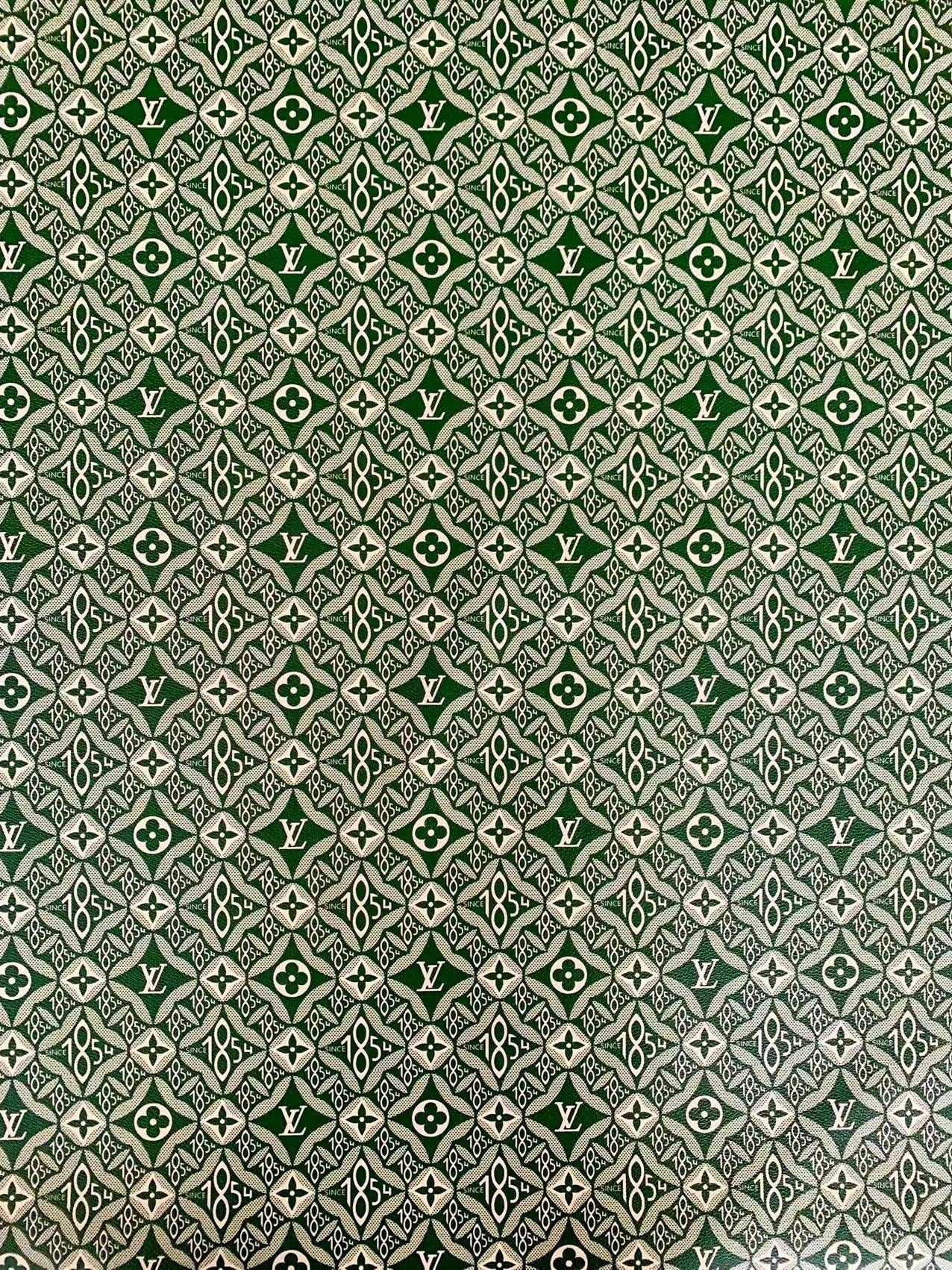 Fashion LV 1854 Leather,Handmade Bag Fabric, Hand-made Shoes Leather Fabric By Yard(Green)
