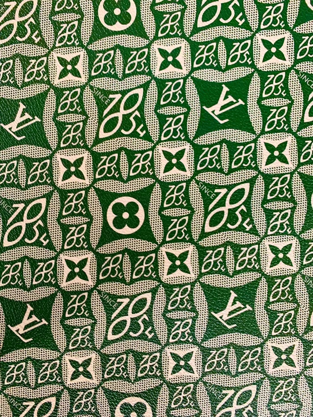 Fashion LV 1854 Leather,Handmade Bag Fabric, Hand-made Shoes Leather Fabric By Yard(Green)