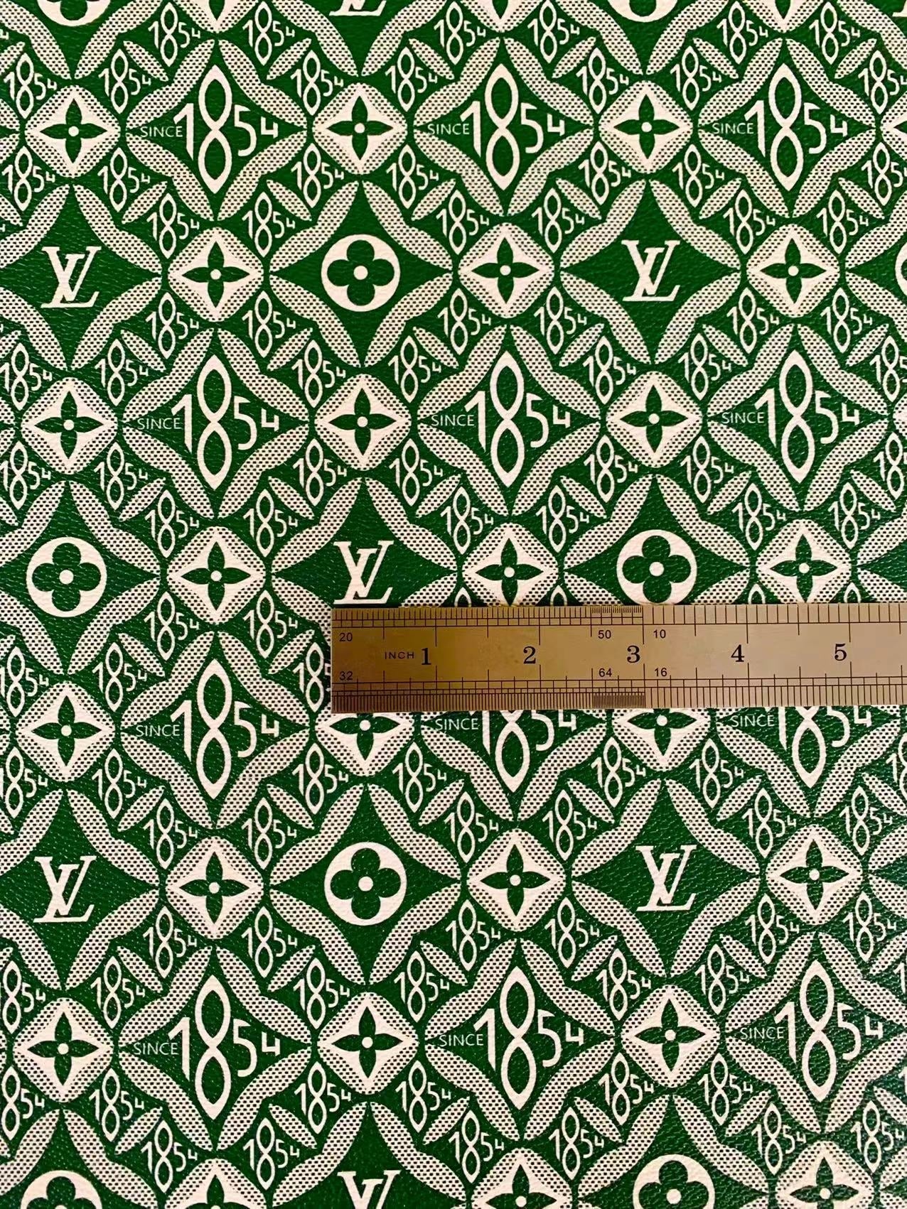 Fashion LV 1854 Leather,Handmade Bag Fabric, Hand-made Shoes Leather Fabric By Yard(Green)