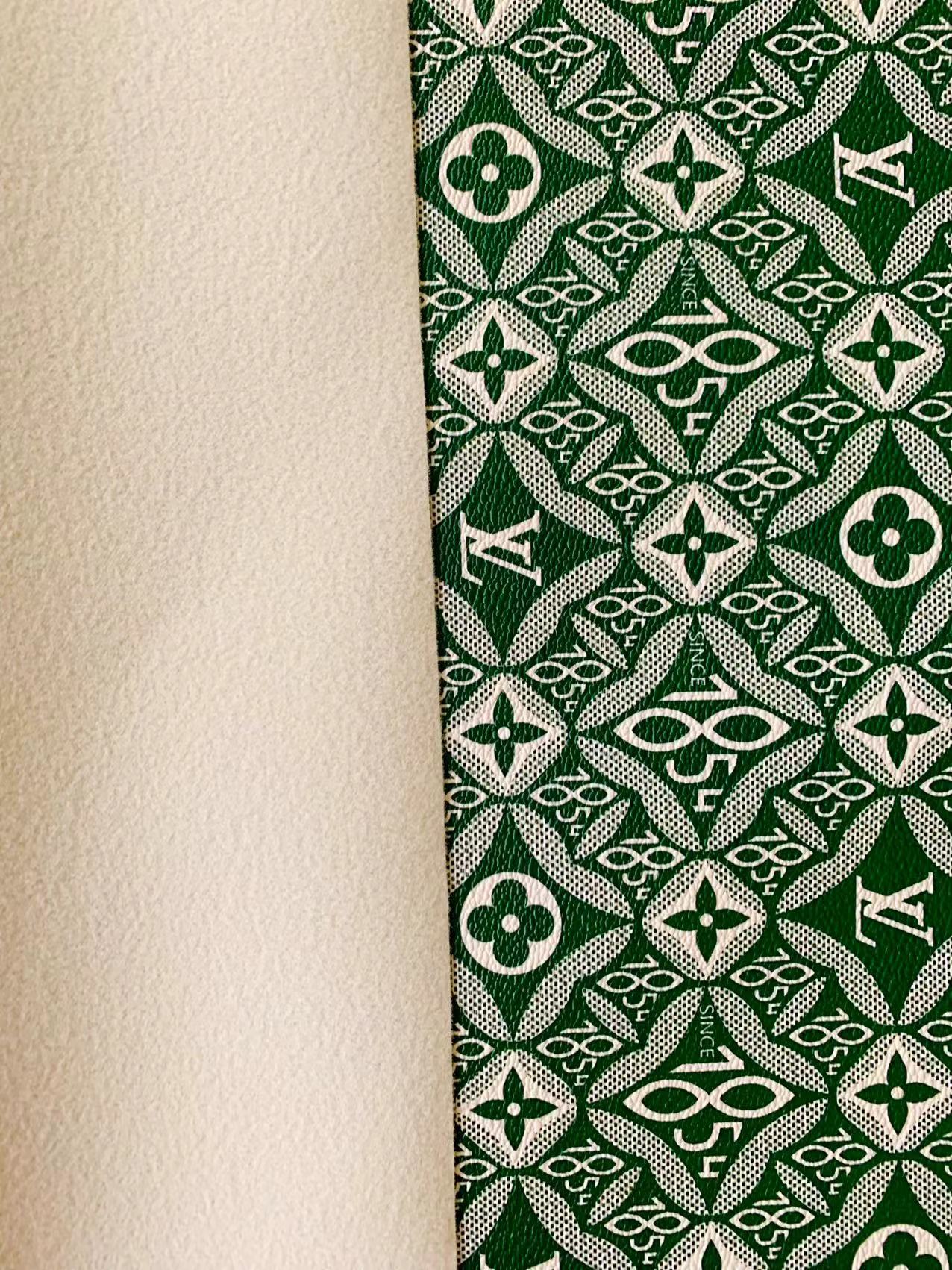 Fashion LV 1854 Leather,Handmade Bag Fabric, Hand-made Shoes Leather Fabric By Yard(Green)