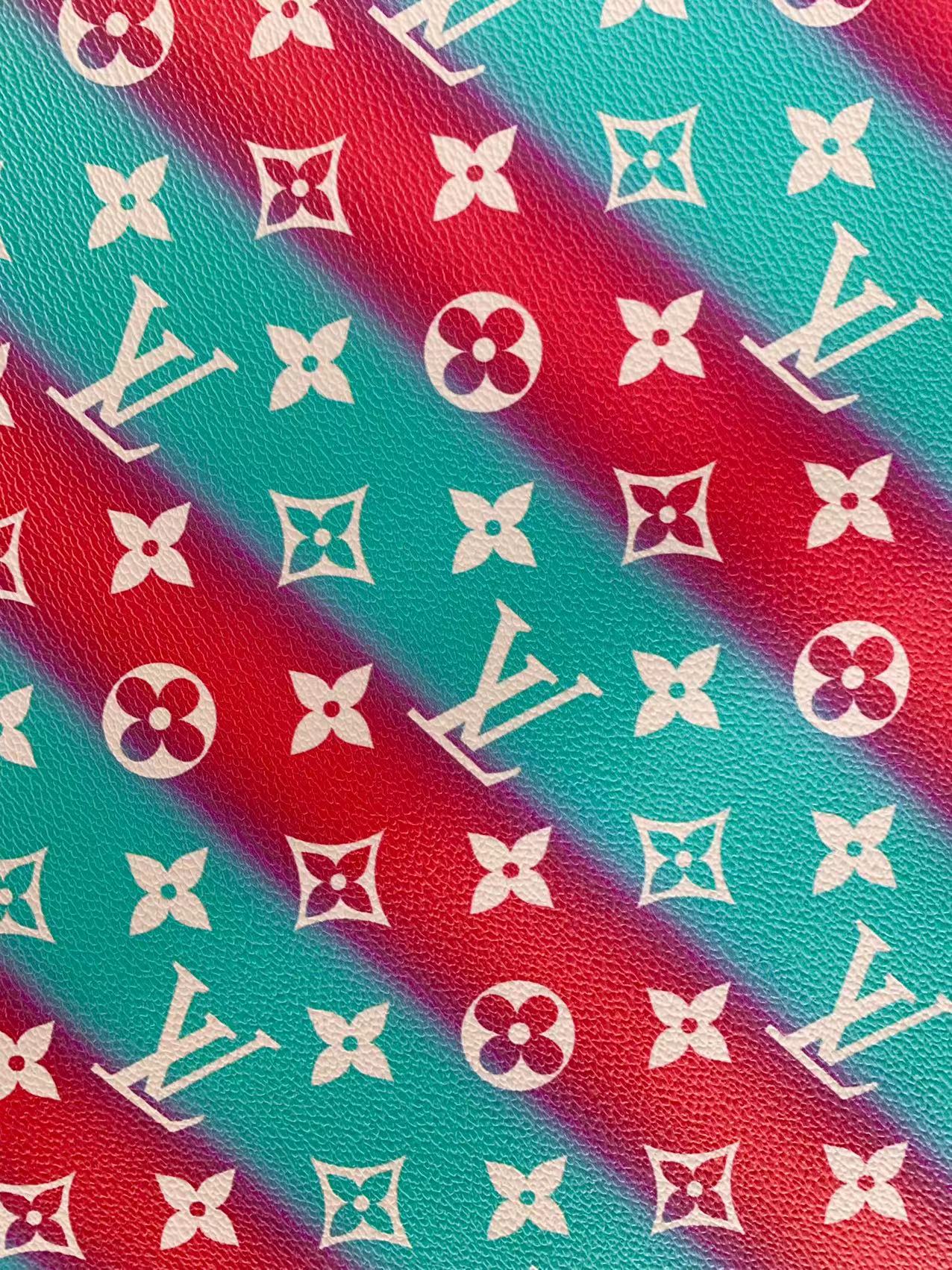 Classic LV Leather Case Fabric,Handmade Bag Leather,Hand-made Shoes Leather Fabric By Yard (Red Sky Blue)
