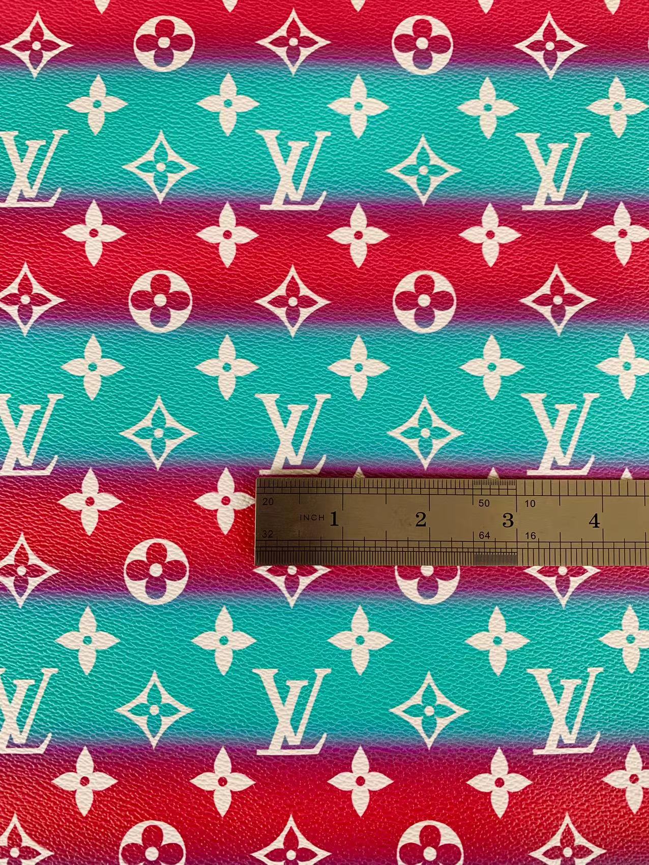 Classic LV Leather Case Fabric,Handmade Bag Leather,Hand-made Shoes Leather Fabric By Yard (Red Sky Blue)