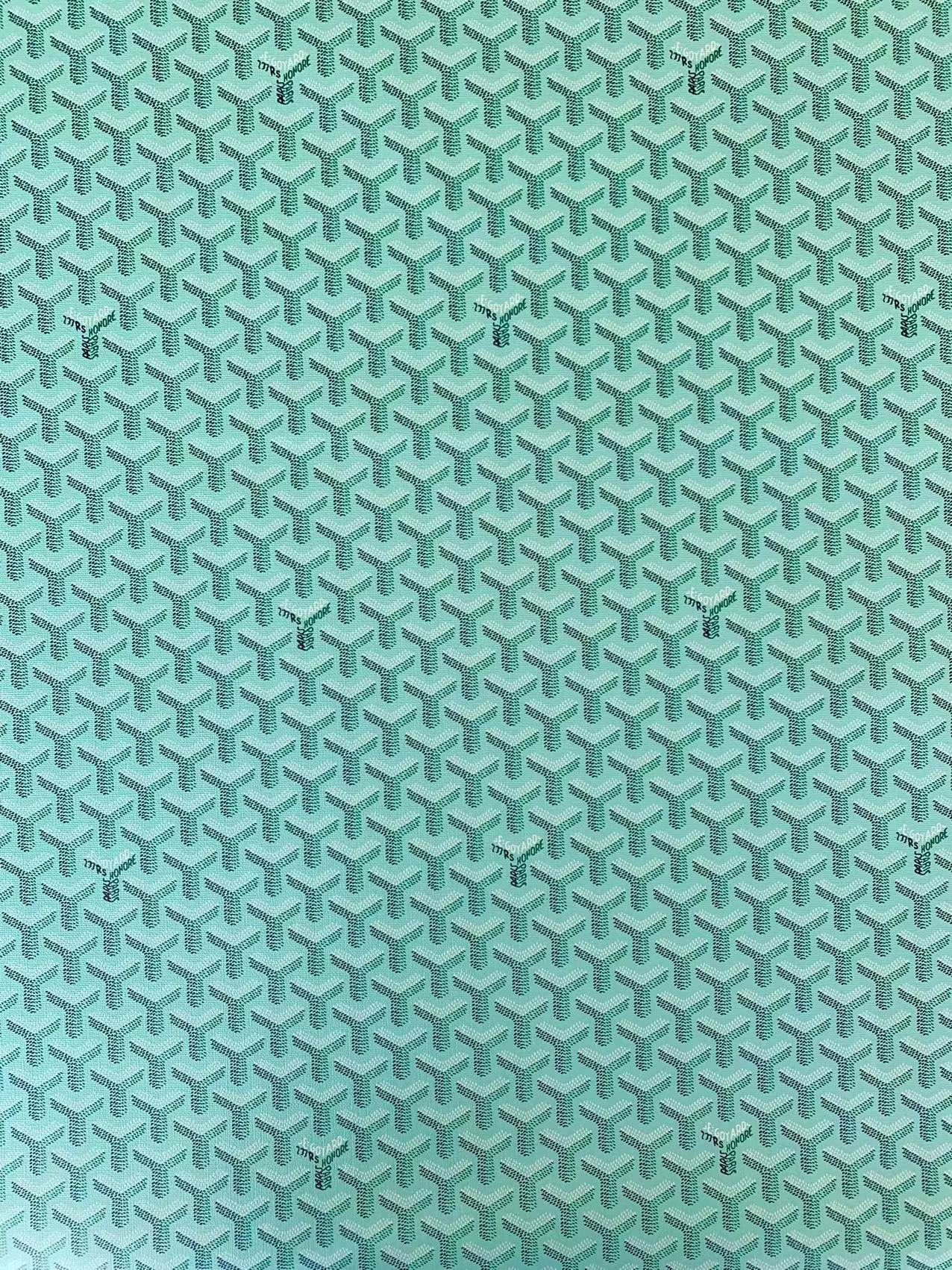 Classic Goyard Leather Fabric , Shoes Leather,Bags Fabric,Handicraft Leather Fabric By Yard (Blue with Green)