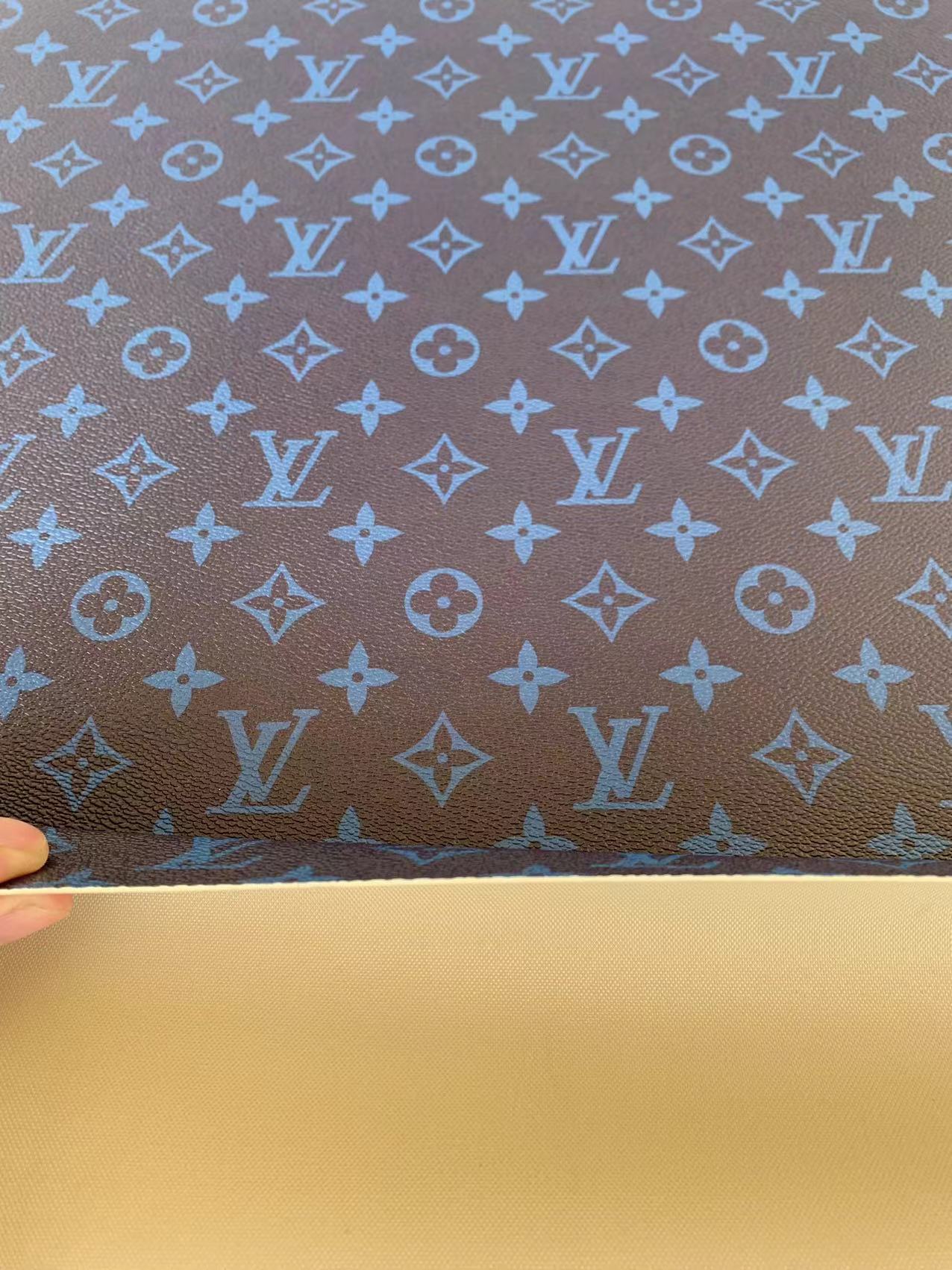 Classic Dark Navy Blue LV Vinyl crafting leather fabric Bag leather ,shoes leather ,Handicraft leather By Yard