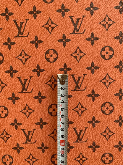 Fashion LV Tan Color Design Leather Case Fabric, Handmade Bag Fabric, Hand-made Shoes Leather Fabric By Yard