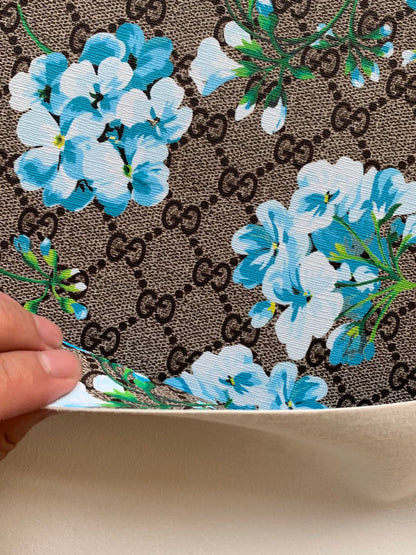 Classic Gucci Leather Case Fabric,Handmade Bag Fabric,Hand-made Shoes Fabric(blue flower)