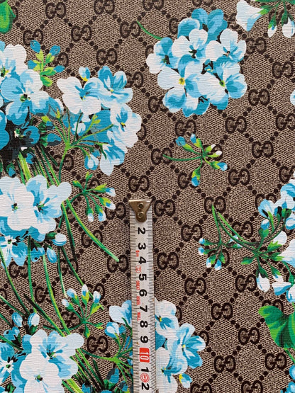 Classic Gucci Leather Case Fabric,Handmade Bag Fabric,Hand-made Shoes Fabric(blue flower)