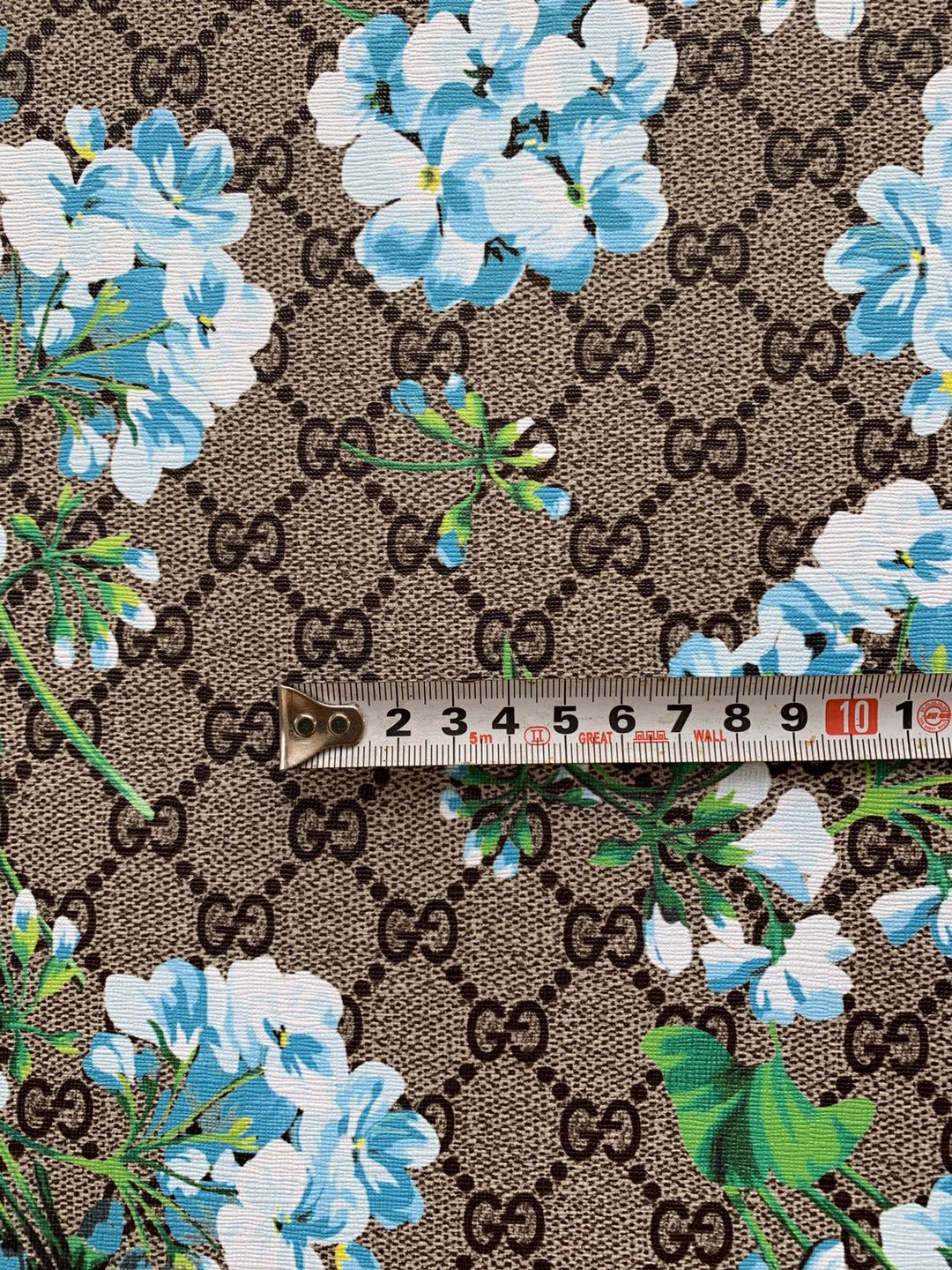 Classic Gucci Leather Case Fabric,Handmade Bag Fabric,Hand-made Shoes Fabric(blue flower)