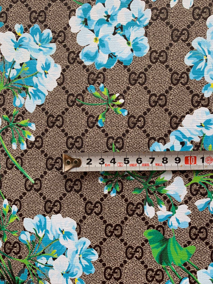 Classic Gucci Leather Case Fabric,Handmade Bag Fabric,Hand-made Shoes Fabric(blue flower)