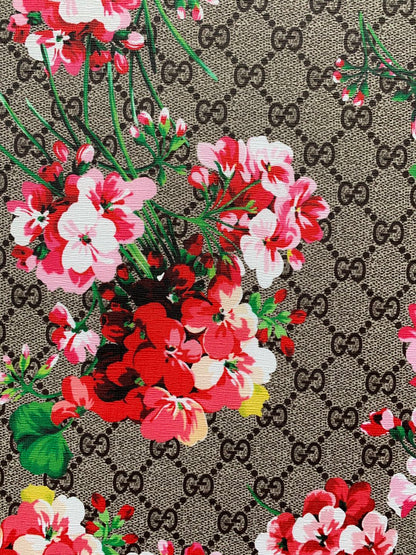 Classic Gucci Leather Case Fabric,Handmade Bag Fabric,Hand-made Shoes Fabric(red flower)