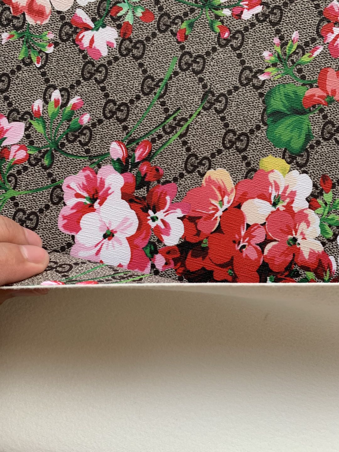 Classic Gucci Leather Case Fabric,Handmade Bag Fabric,Hand-made Shoes Fabric(red flower)