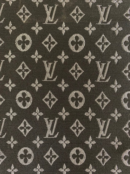 Classic LV Canvas Jacquard Fabric Cloth,   Bags Fabric  Shoes Fabric Hat Fabric Clothing Fabric Mask Fabric (Black)