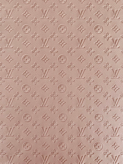 Fashion Embossed LV Crafting Leather Fabric For Handmade Bags ,shoes and DIY Handicrafts  By Yards (Pink)