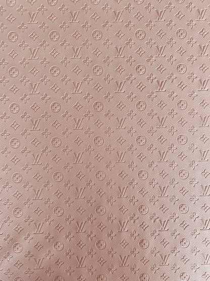 Fashion Embossed LV Crafting Leather Fabric For Handmade Bags ,shoes and DIY Handicrafts  By Yards (Pink)