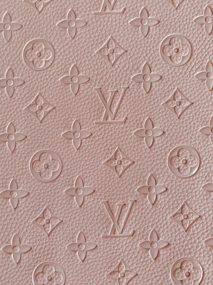 Fashion Embossed LV Crafting Leather Fabric For Handmade Bags ,shoes and DIY Handicrafts  By Yards (Pink)