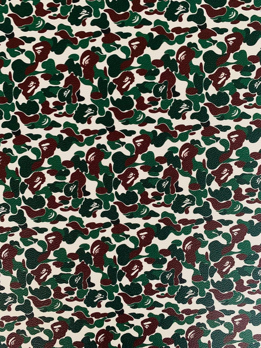 Classic Bape Fashion Custom Leather Fabric For Bags Leather Shoes Custom Leather By Yard (Green)