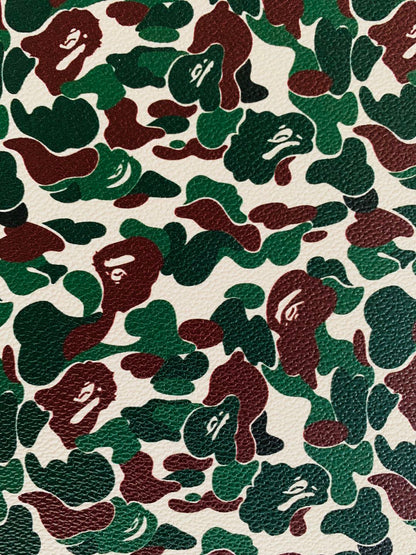 Classic Bape Fashion Custom Leather Fabric For Bags Leather Shoes Custom Leather By Yard (Green)