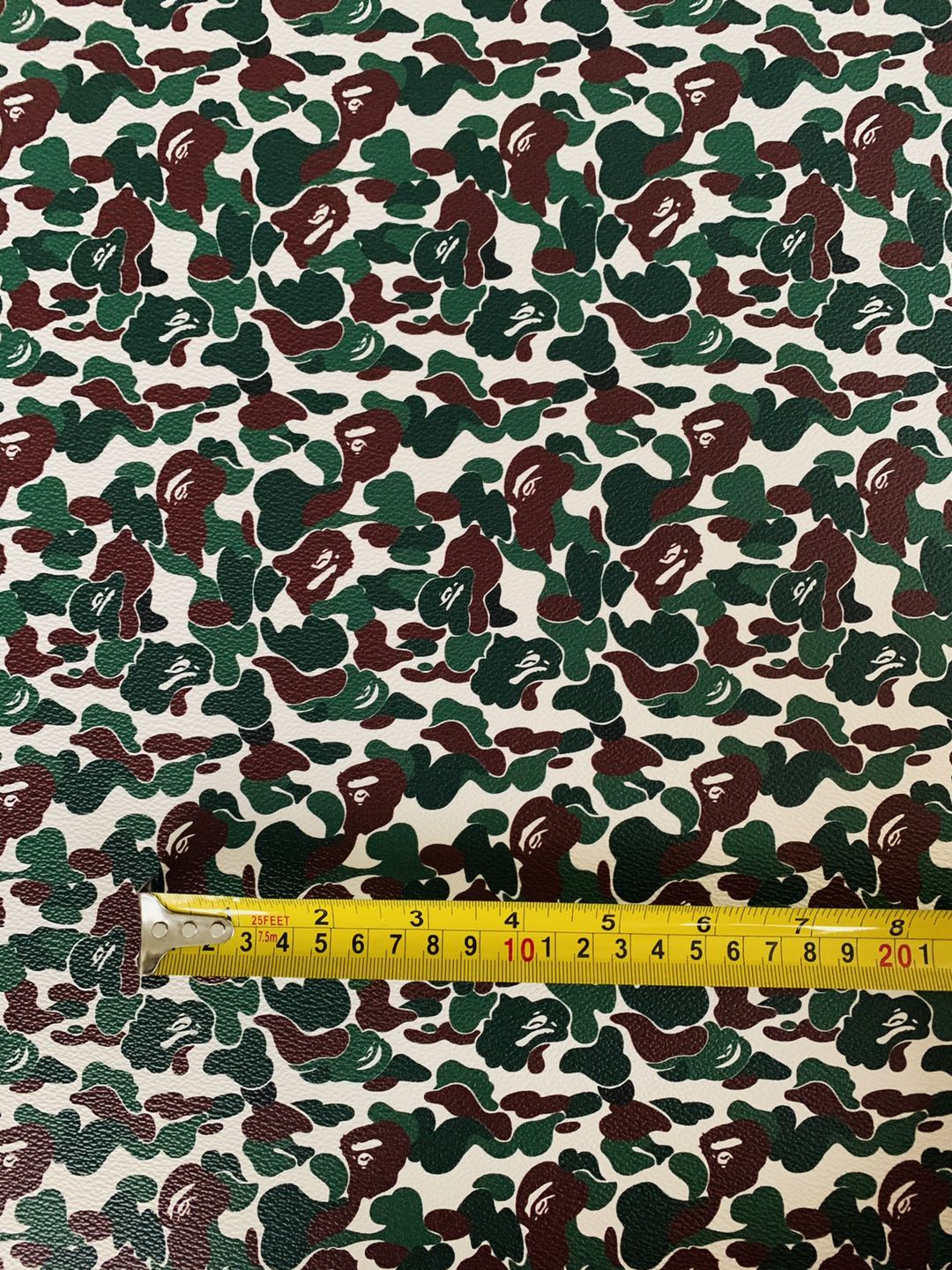 Classic Bape Fashion Custom Leather Fabric For Bags Leather Shoes Custom Leather By Yard (Green)