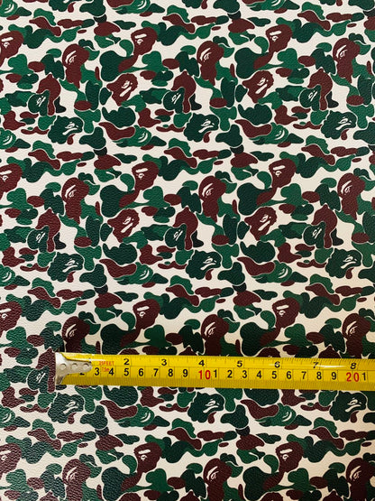 Classic Bape Fashion Custom Leather Fabric For Bags Leather Shoes Custom Leather By Yard (Green)