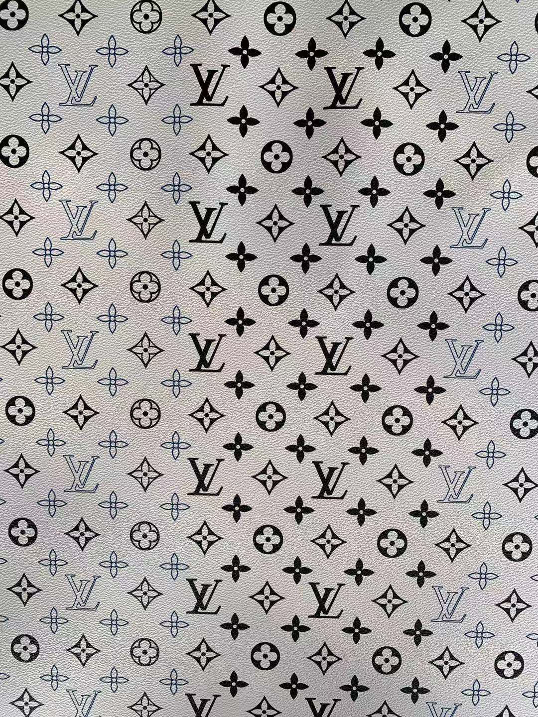 Classic LV Leather Crafting Fabric For Handmade Handicrafts ,bags and shoes By Yard (Blue with Black)