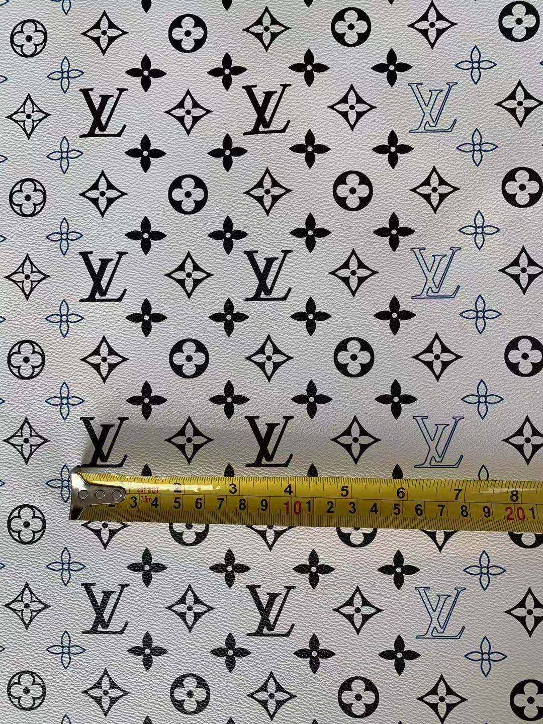 Classic LV Leather Crafting Fabric For Handmade Handicrafts ,bags and shoes By Yard (Blue with Black)