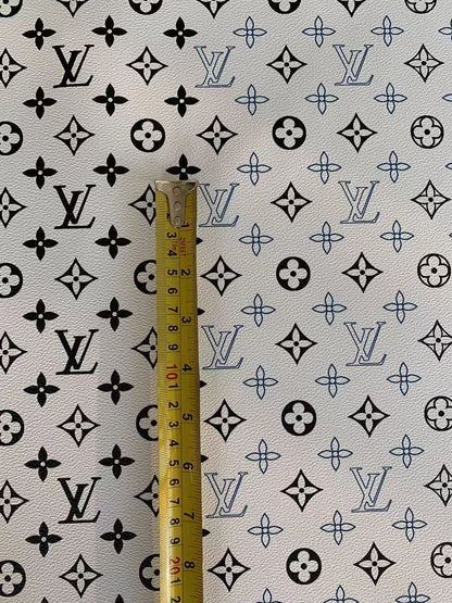 Classic LV Leather Crafting Fabric For Handmade Handicrafts ,bags and shoes By Yard (Blue with Black)